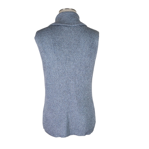 Austin Reed Top Women Size XL Silver Metallic Cowl Neck Sleeveless Rayon Stretch - Picture 3 of 8